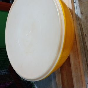 Vintage Tupperware Extra Large Bowl Mustard Yellow/Orange 274-1 with 224-9 Sheer